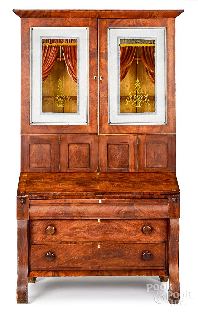 Appraisal: New York painted pine secretary New York painted pine secretary