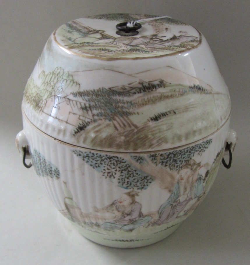 Appraisal: A Chinese food container and cover th century of barrel