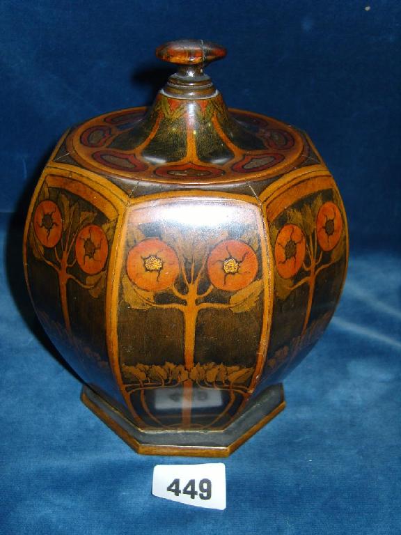 Appraisal: An early th century wooden tobacco jar and cover of