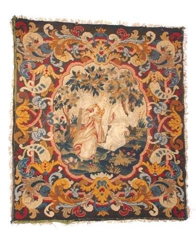 Appraisal: AN ANTIQUE SILK AND GROS POINT WOOLLEN NEEDLEWORK TAPESTRY depicting