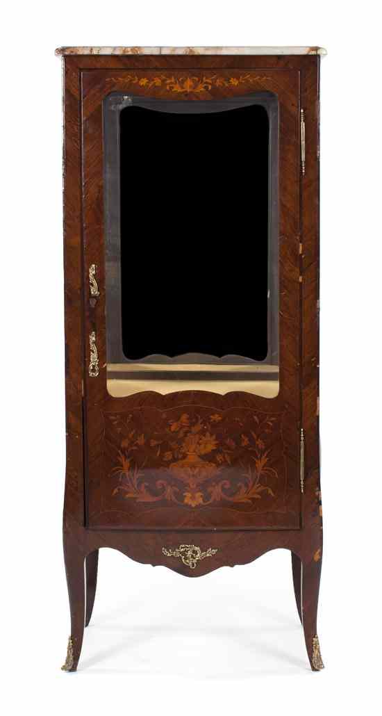 Appraisal: A Louis XVI Style Marquetry and Gilt Metal Mounted Vitrine