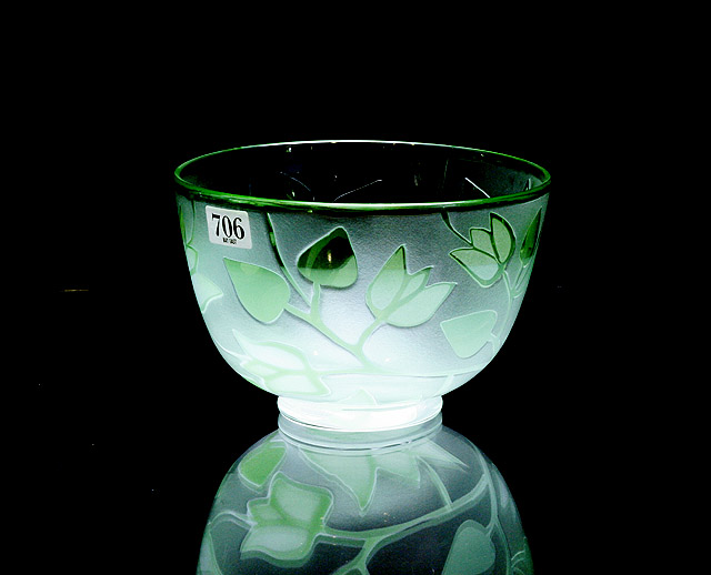 Appraisal: A Kosta Boda bowl decorated with green leaves