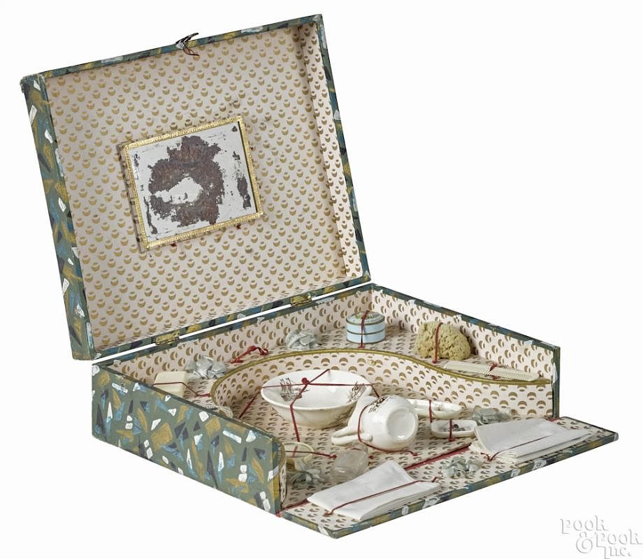 Appraisal: French doll's Toilette set in original presentation box French doll's