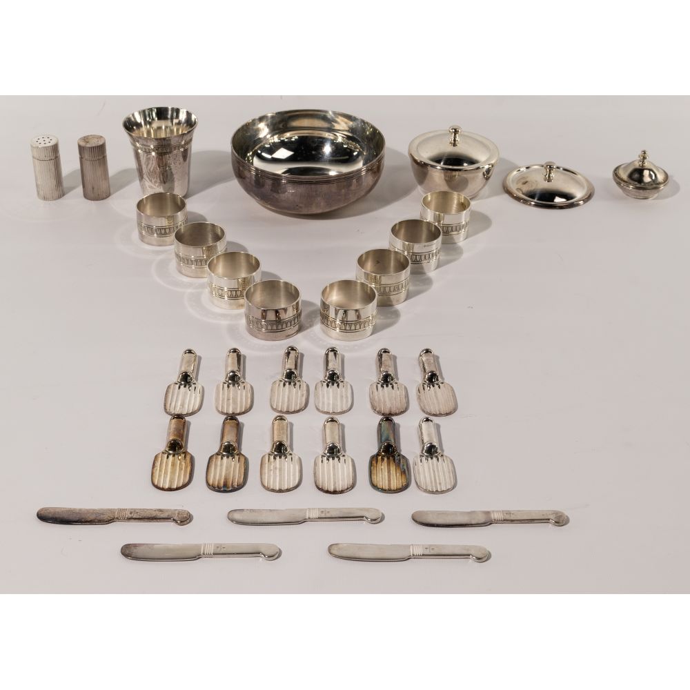 Appraisal: CHRISTOFLE SILVERPLATE ASSORTMENT items including in Malmaison napkin rings and