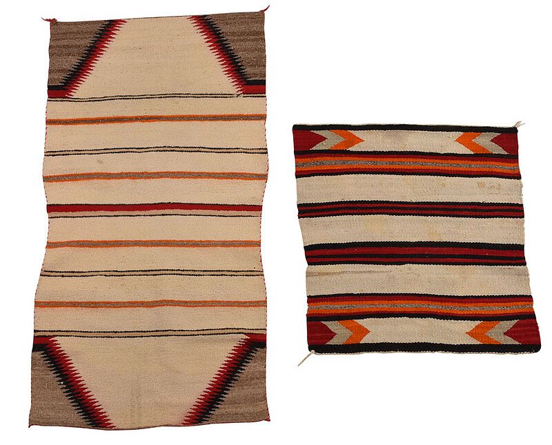 Appraisal: Two Navajo Saddle Blankets early mid th century saddle blanket