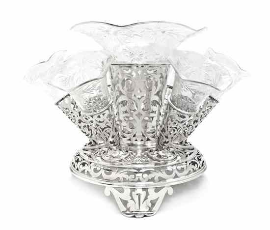 Appraisal: An American Sterling Silver and Cut Glass Epergne Watson Company