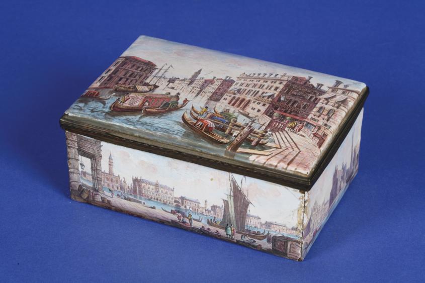 Appraisal: A CONTINENTAL ENAMEL CASKET of rectangular form decorated in polychrome