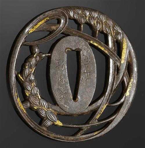 Appraisal: TSUBA Japan th century H cm Ivory with some gilding