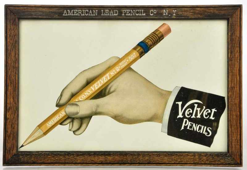 Appraisal: Velvet Pencil Sign Description Early paper litho for Velvet Pencils