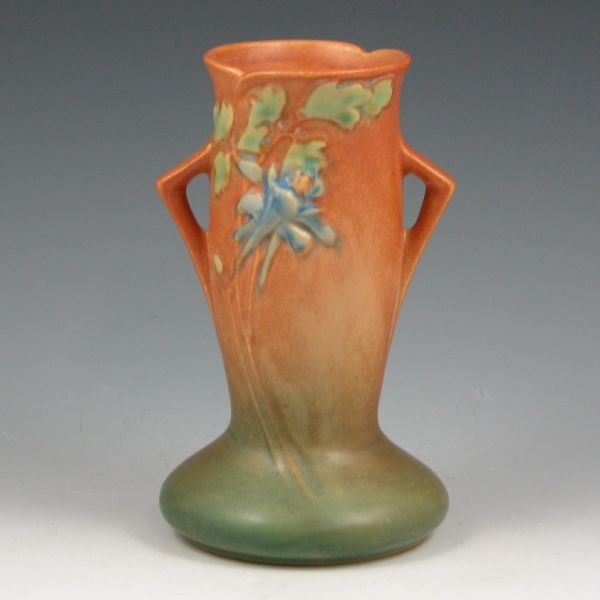 Appraisal: Roseville Columbine vase in brown and green Marked Roseville USA