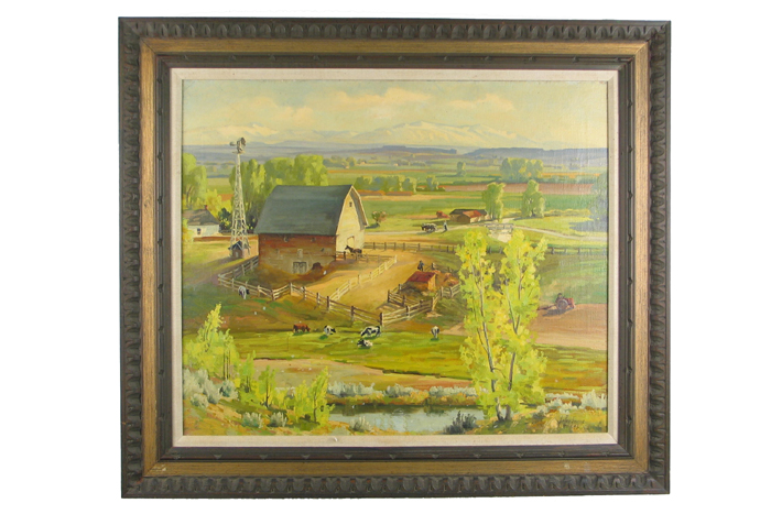 Appraisal: LEROY GREENE Billings Montana born Oil on canvas Busy Farm