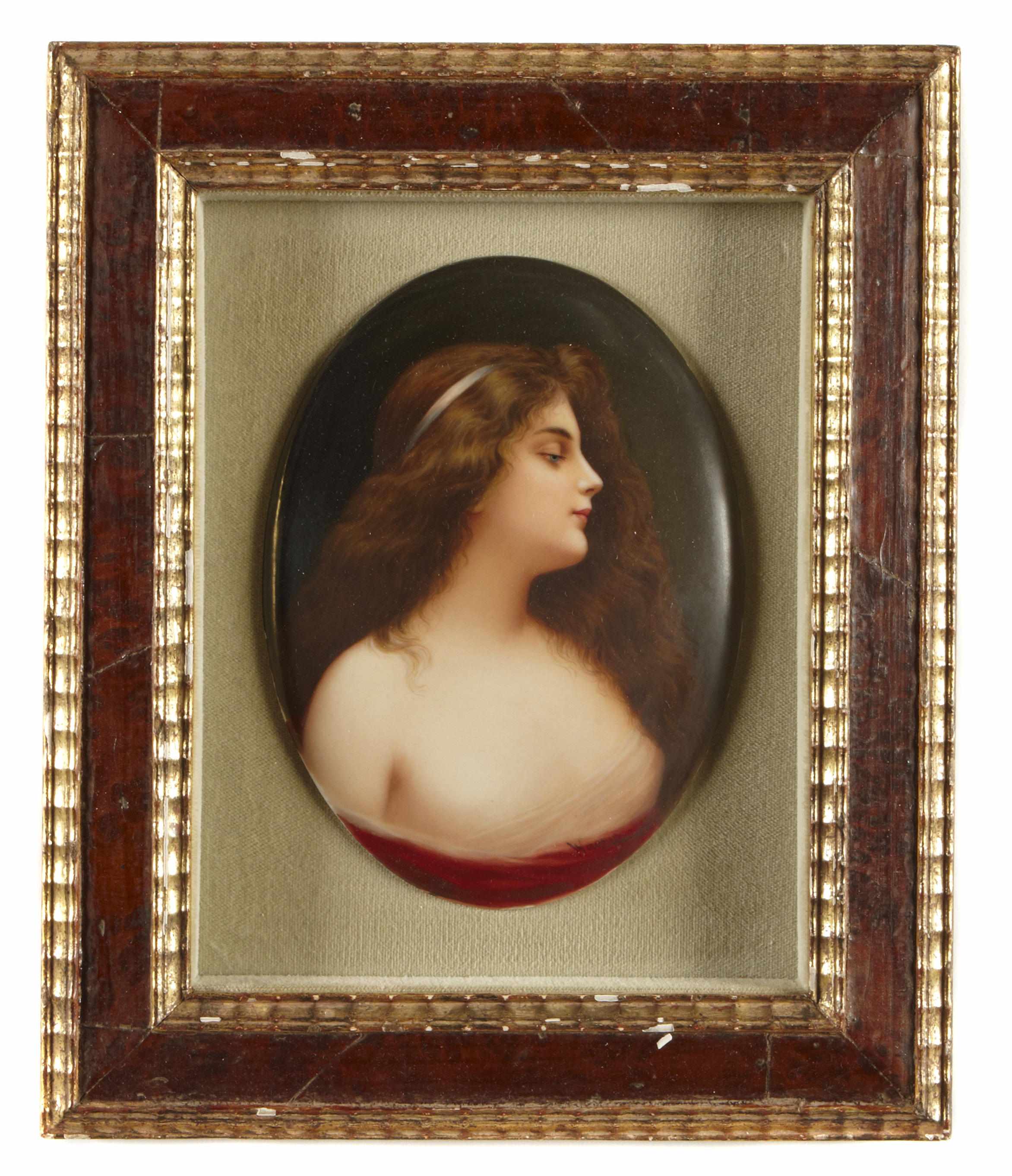 Appraisal: A K P M porcelain plaque of a red haired