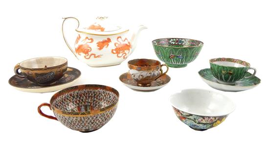 Appraisal: ASIAN and Asian type ceramics seven pieces Wedgwood reproduction Williamsburg