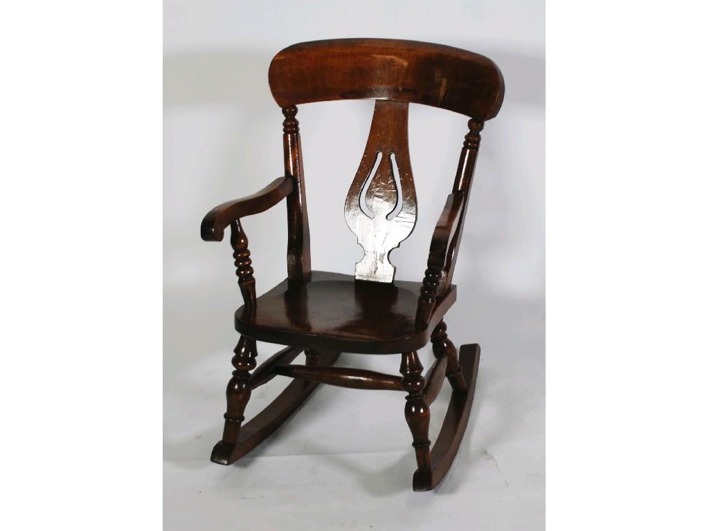 Appraisal: VICTORIAN 'FARMHOUSE' STYLE BEECHWOOD CHILD'S ROCKING CHAIR EST -