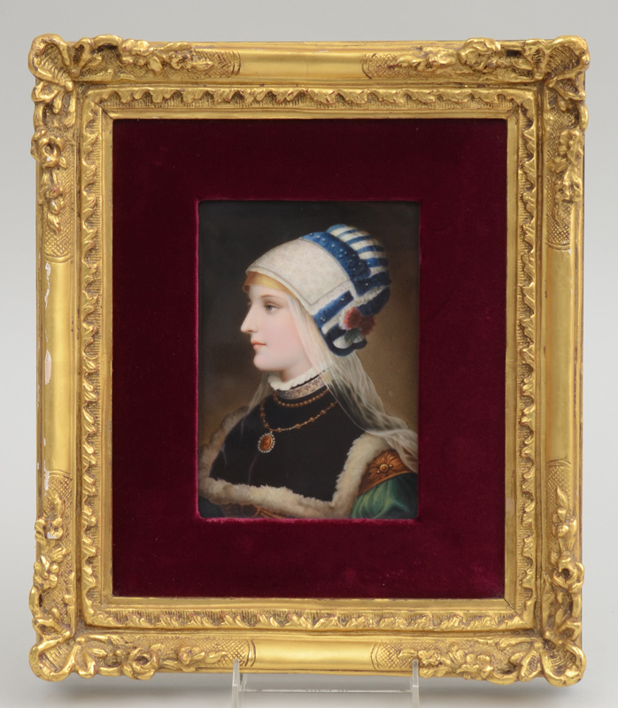 Appraisal: GERMAN PAINTED PORCELAIN PORTRAIT PLAQUE AFTER A TH CENTURY PAINTING