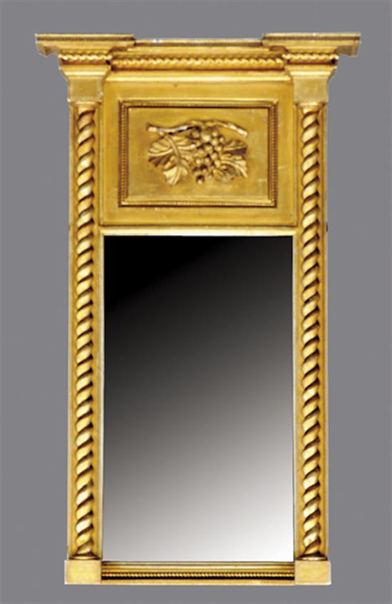 Appraisal: Federal carved giltwood mirror circa molded crown above frieze with