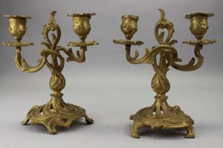 Appraisal: Pair of Antique French Bronze arm Candelabras Pair of Antique