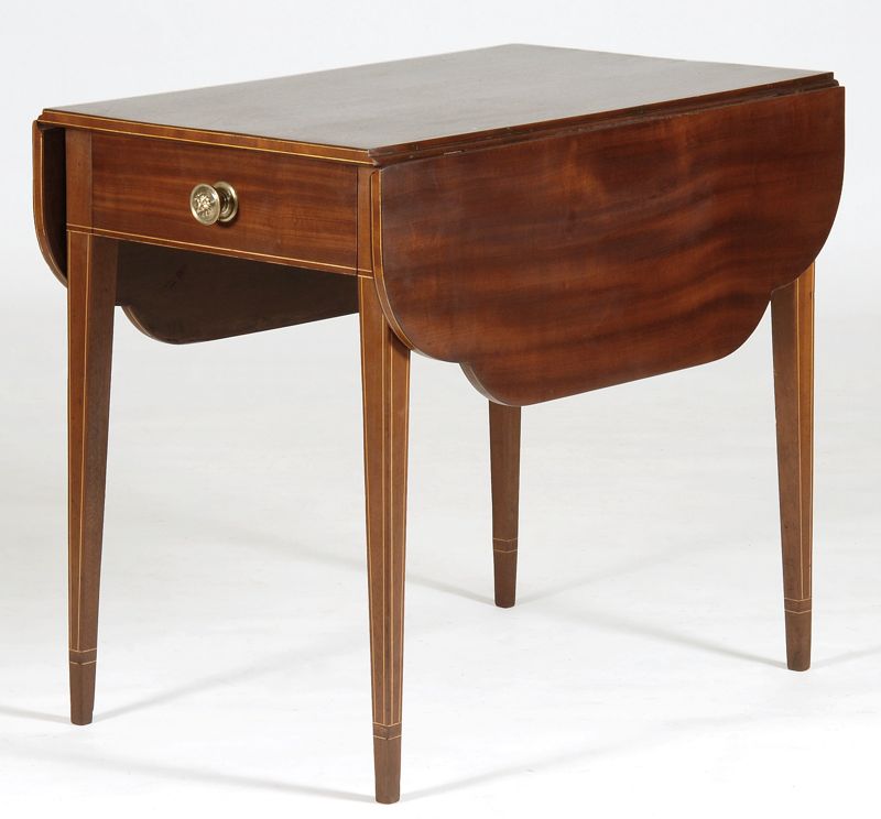 Appraisal: DIMINUTIVE ANTIQUE AMERICAN HEPPLEWHITE PEMBROKE TABLE Circa - In mahogany