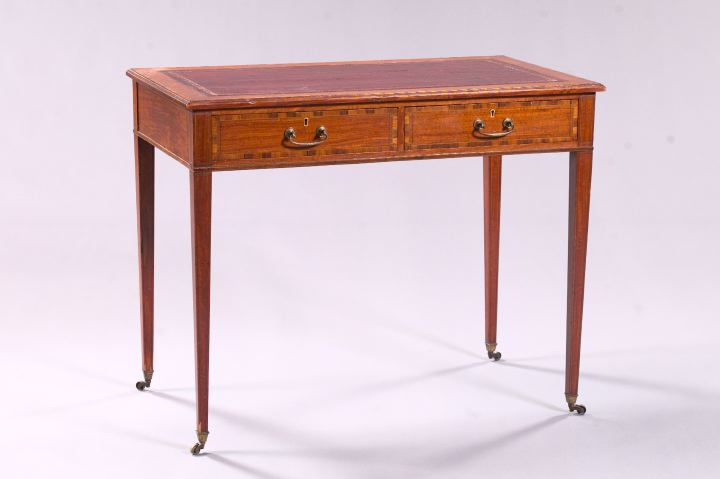 Appraisal: Edwardian Satinwood Side Table ca the rosewood-banded rectangular top with