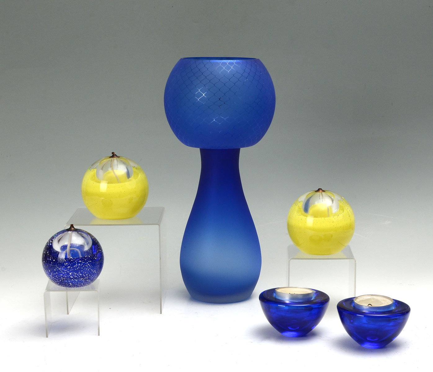 Appraisal: ART GLASS JOZEFINA KROSNO CANDLE OIL BURNERS Comprising - tall