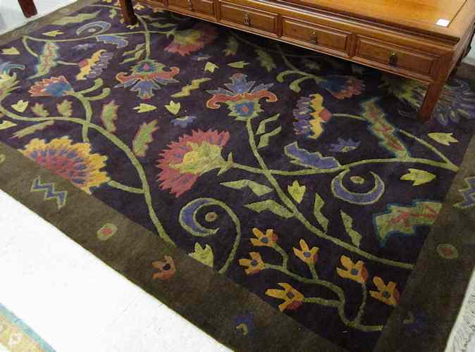 Appraisal: HAND KNOTTED ORIENTAL CARPET Kathmandu Nepal floral 'tapestry' design on