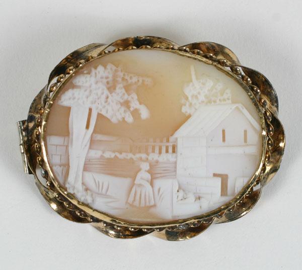 Appraisal: Scenic Victorian shell cameo brooch in gold filled mount x