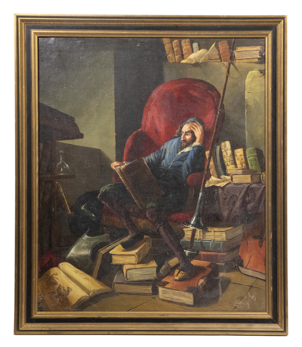 Appraisal: NAIVE PORTRAIT SIGNED EL TORRES Don Quixote in His Library