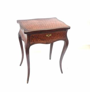 Appraisal: French Parquetry Vanity Antique parquetry inlaid vanity W x D