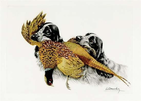 Appraisal: Leon Danchin American - PHEASANT TROPHY color aquatint framed signed