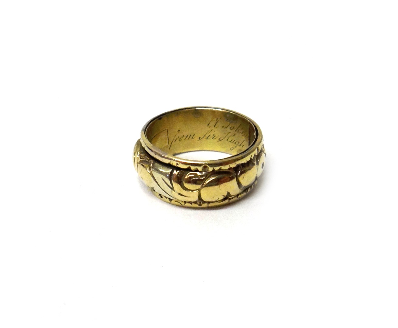 Appraisal: A gold cased poison ring circa the rotating central band