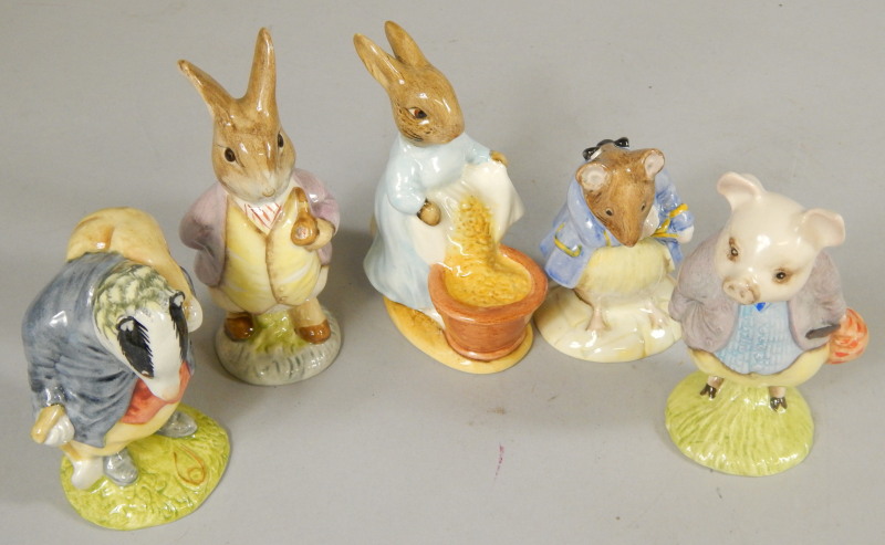 Appraisal: Five Royal Albert Beatrix Potter figures Mr Benjamin Bunny Cecily