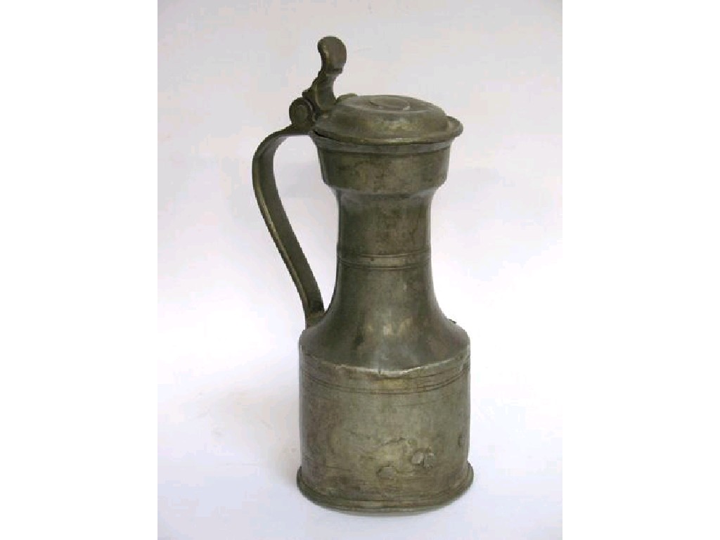 Appraisal: A PEWTER TAPPIT HEN TYPE MEASURE with scrolling thumb piece