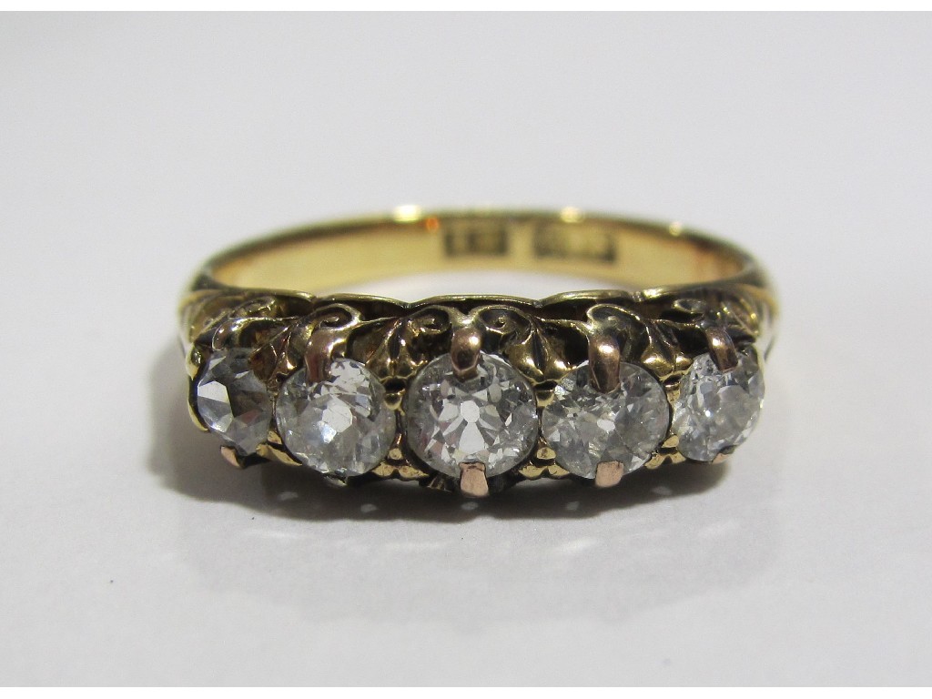 Appraisal: Victorian ct gold diamond five stone ring with rose cut