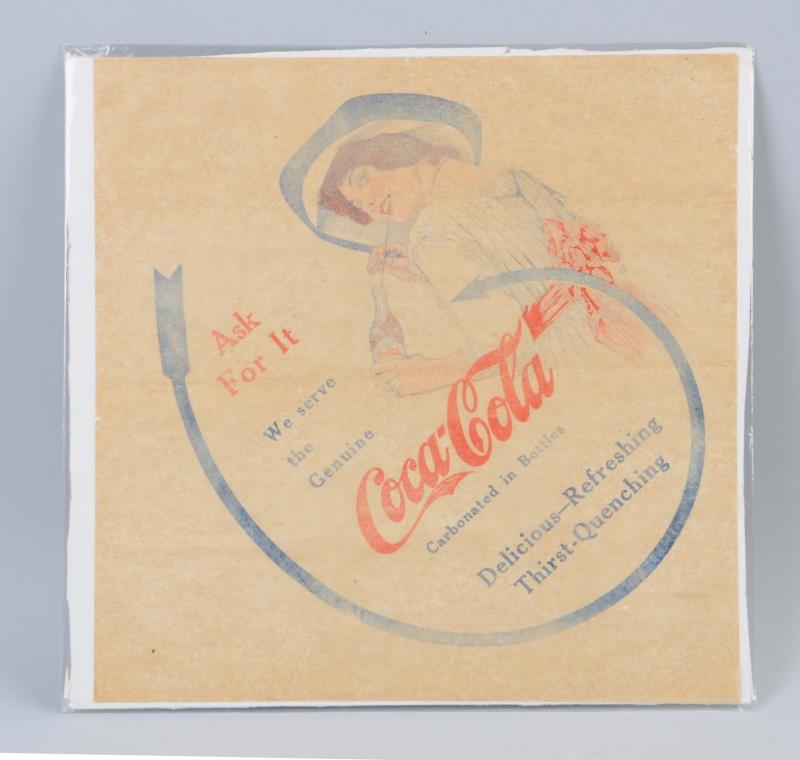 Appraisal: Coca-Cola Rice Paper Napkin Just slight fading minor nicks and