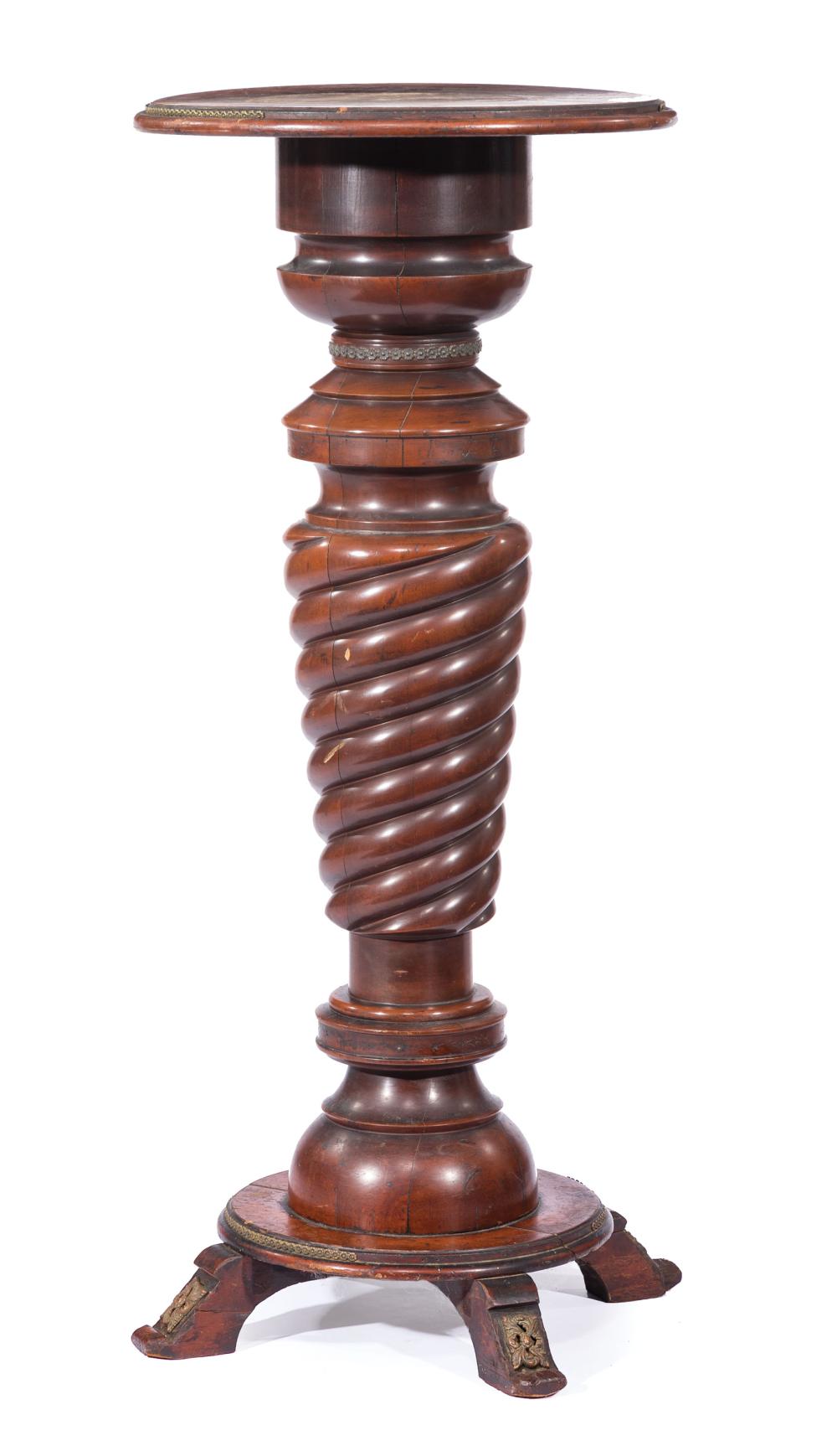 Appraisal: Two American Aesthetic Spiral-Carved Hardwood Pedestals late th c molded