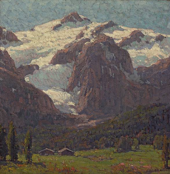 Appraisal: n a Edgar Payne - Cabins Beneath an Alpine Glacier