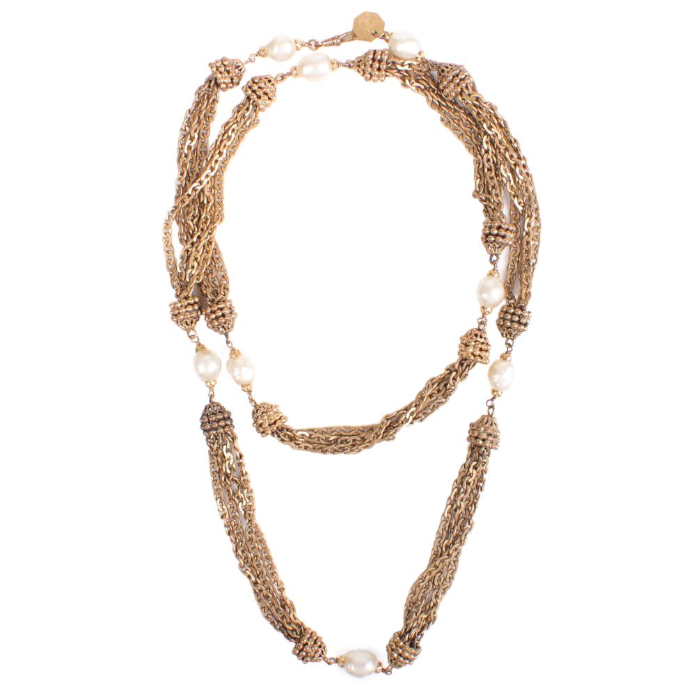 Appraisal: CHANEL BY VICTOIRE DE CASTELLANE GOLD TONE MULTI STRAND CHAIN