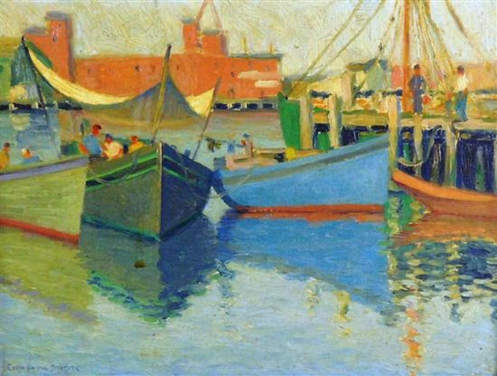 Appraisal: Edith Brisco Stephens American - Gloucester Harbor oil on fiberboard