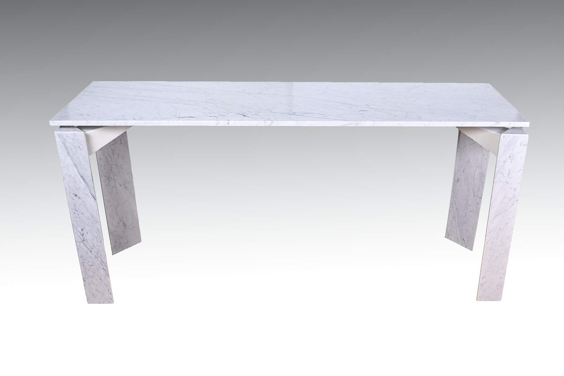 Appraisal: ITALIAN CARRARA MARBLE SOFA TABLE Moderne Sofa table with a