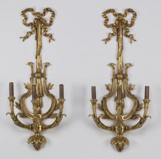 Appraisal: Neoclassical style gilt bronze sconces h Pair of Neoclassical style