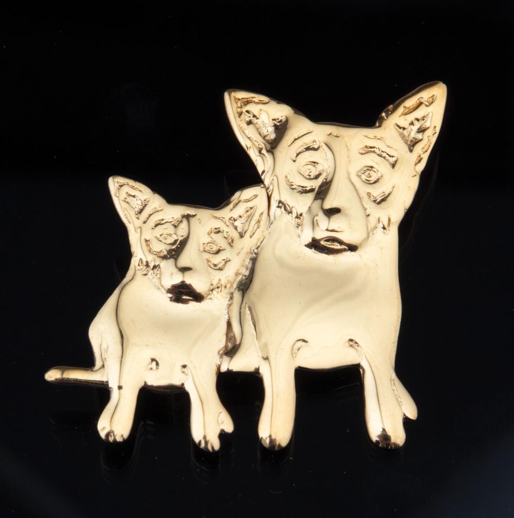 Appraisal: George Rodrigue American Louisiana - Double Blue Dog Pin Pair