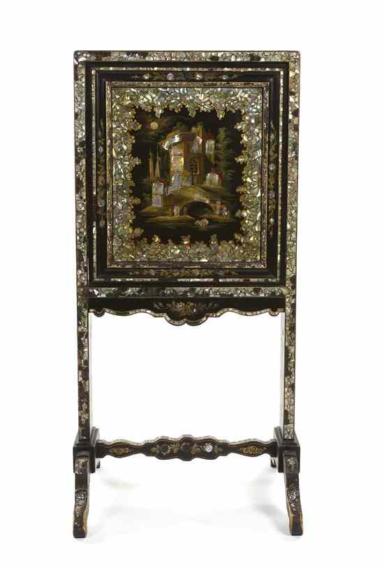 Appraisal: A Continental Ebonized Wood and Mother-of-Pearl Inlaid Secretaire th century