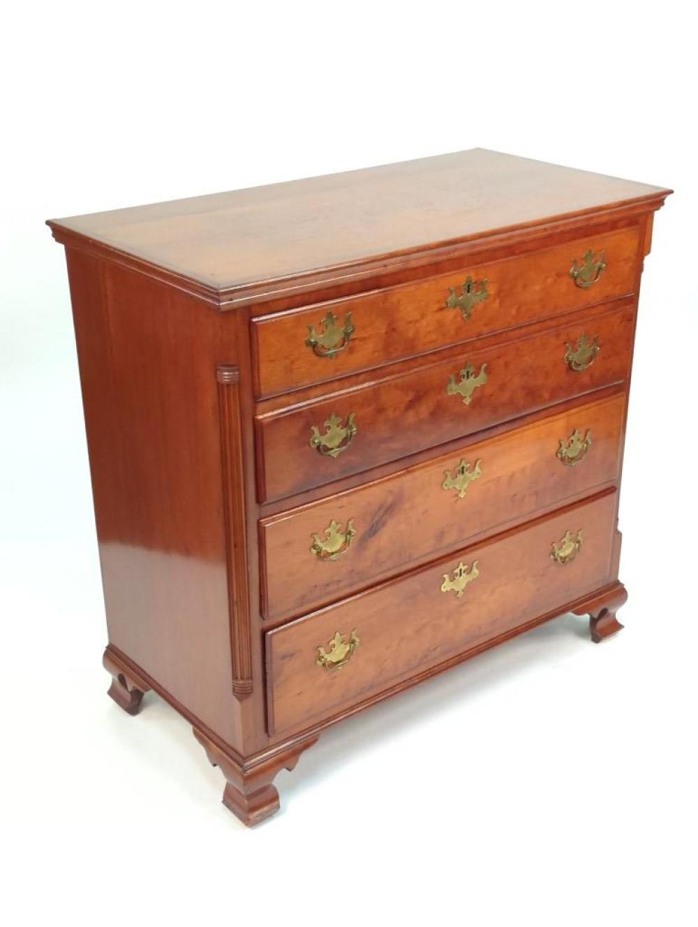 Appraisal: CHIPPENDALE CHERRY WOOD PENNSYLVANIA CHEST OF DRAWERS FLANKED BY FLUTED