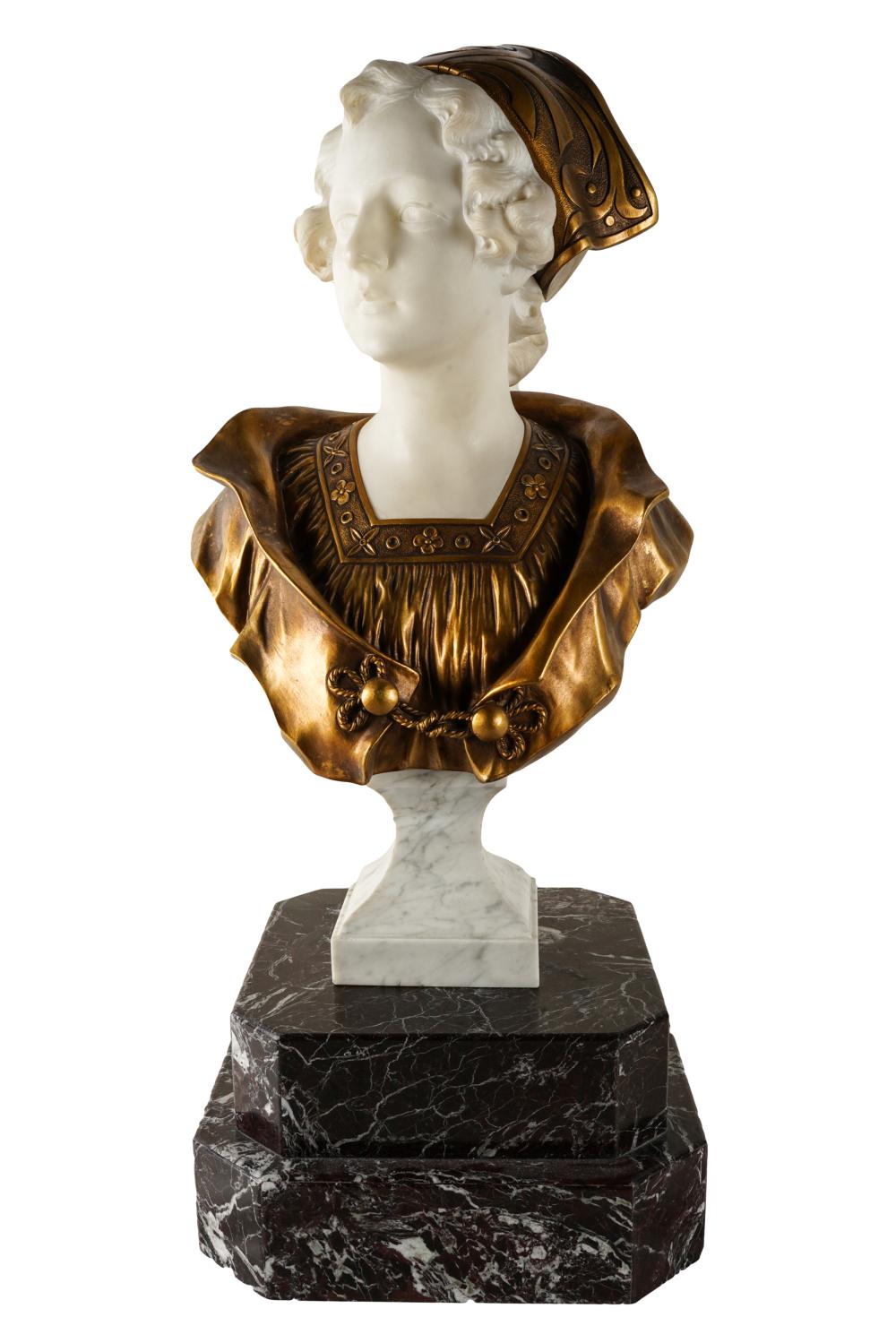 Appraisal: G V VARENBERGH BUST OF A WOMANcirca bronze and alabaster