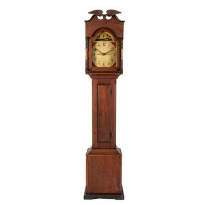 Appraisal: An Ohio Red-Painted Case Clock with Folk Art Eagle Finial