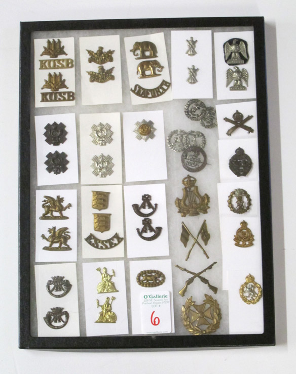 Appraisal: COLLECTION OF BRITISH AND SCOTTISH MILITARY COLLAR BADGES including KOSB