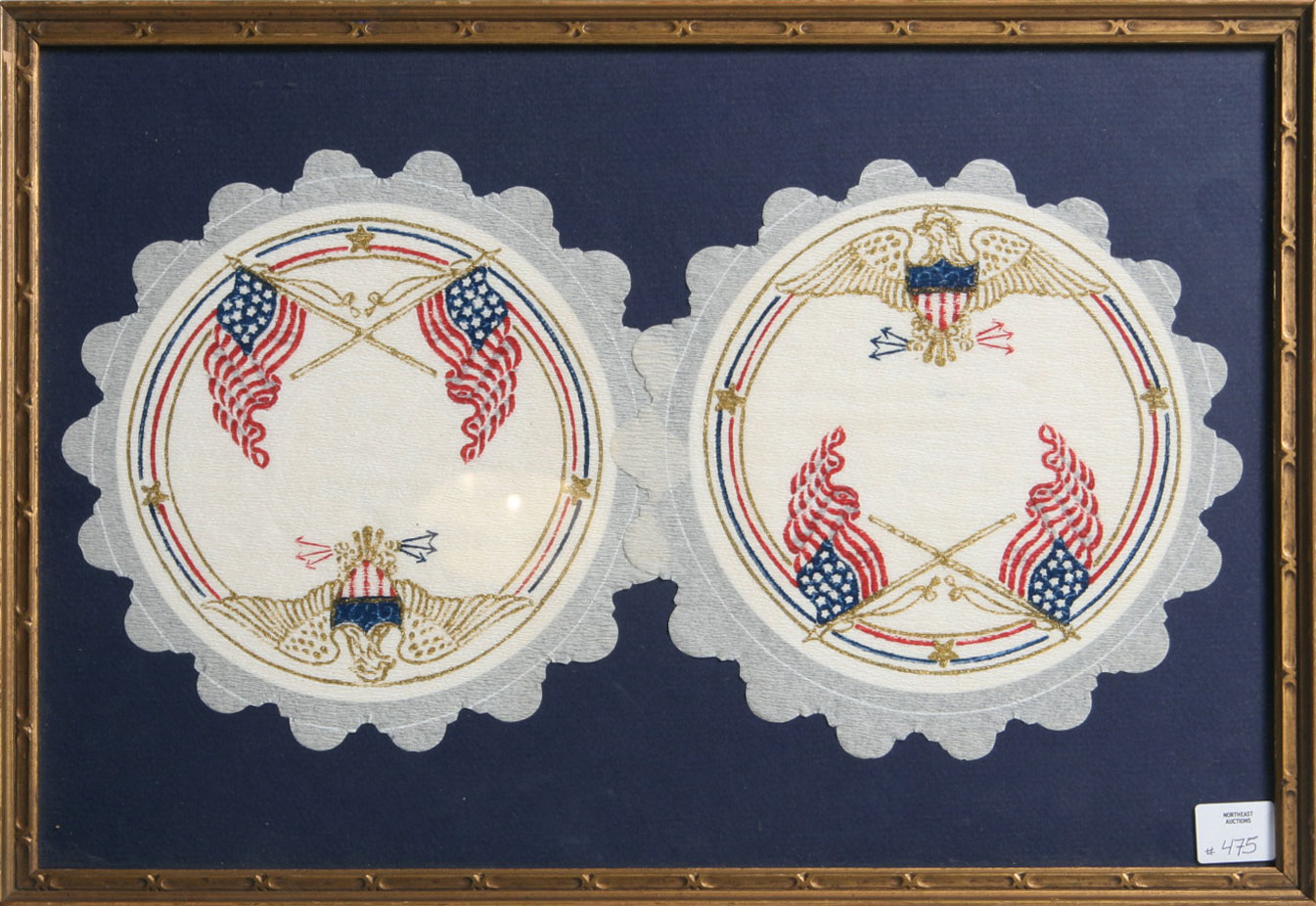 Appraisal: ULYSSES S GRANT A PAIR OF FRAMED DOILIES WITH EAGLE