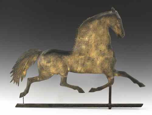 Appraisal: Black Hawk trotting horse weathervane th c possibly by Harris