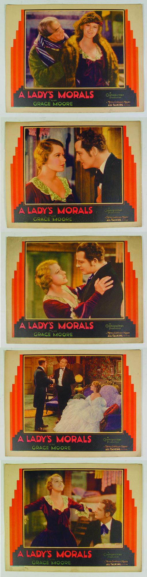 Appraisal: Five Movie Lobby Cards Color cards from A Lady's Morals