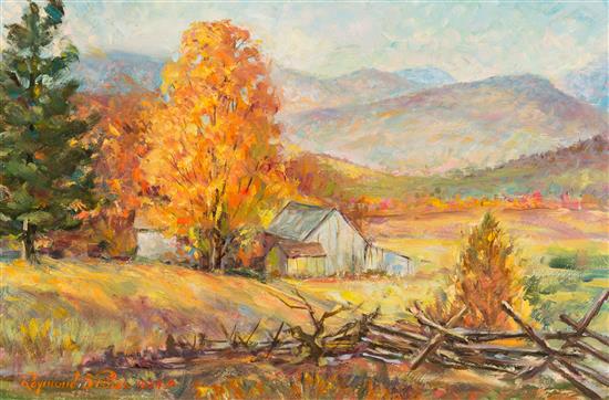 Appraisal: Sale Lot Raymond Pease American b Autumn Farm Landscape oil